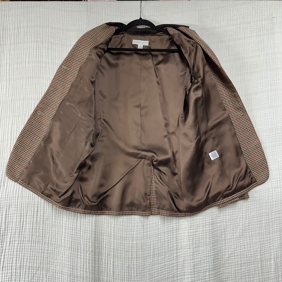 VTG Casual Corner Wool Houndstooth Blazer Women Size 8 Elbow patches Equestrian - Picture 8 of 11